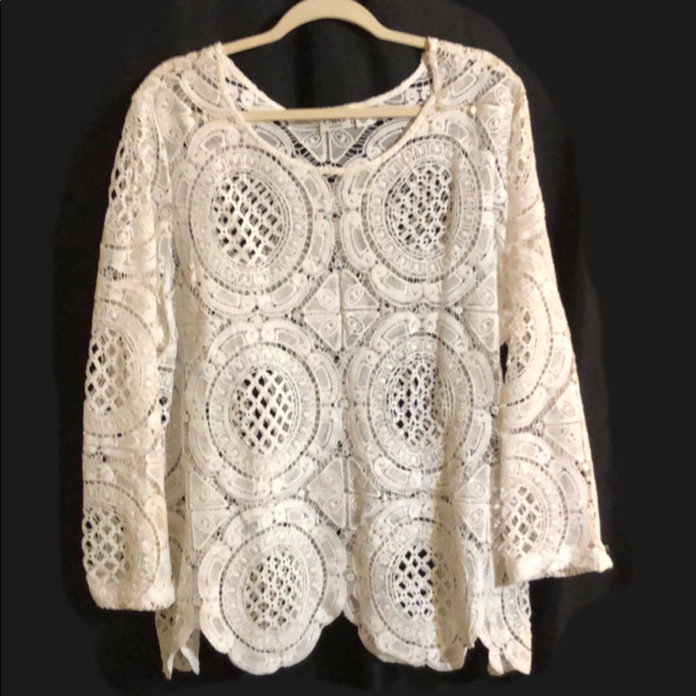 Cato Plus Size Crochet Overlay Top